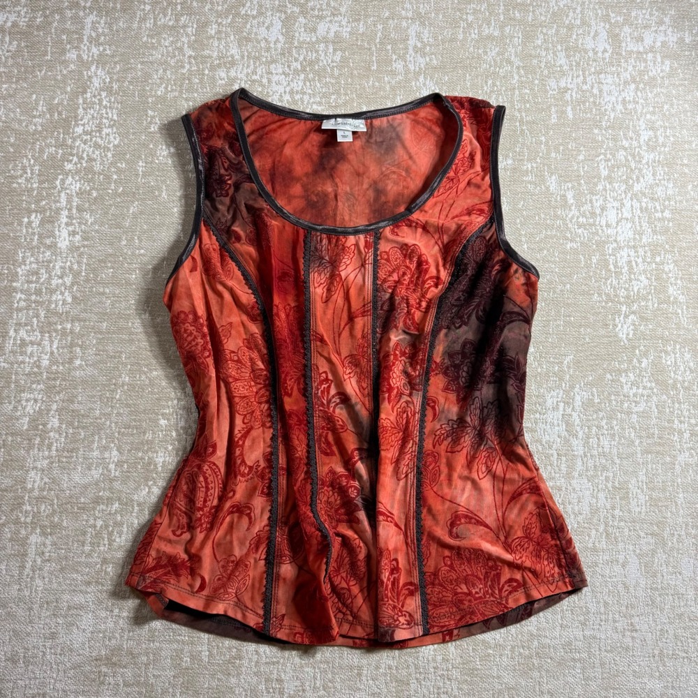 Dressbarn Tank Top Womens Large Orange Good
